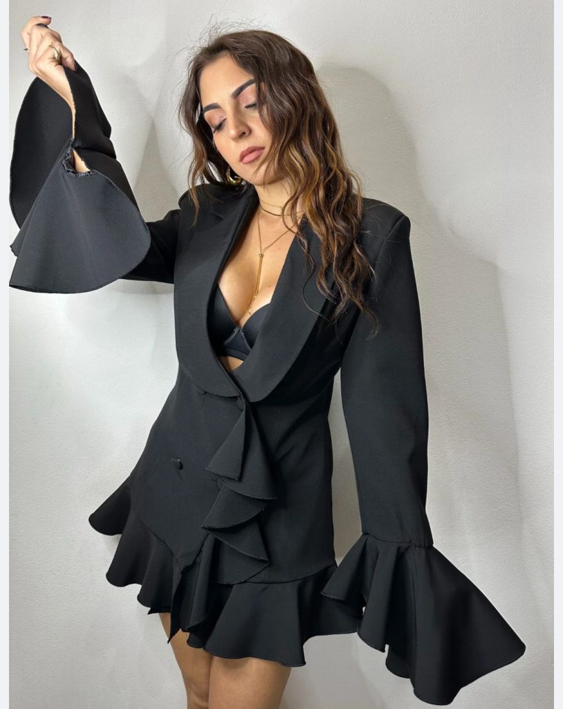 Rochie Sacou cu Volane Flare
