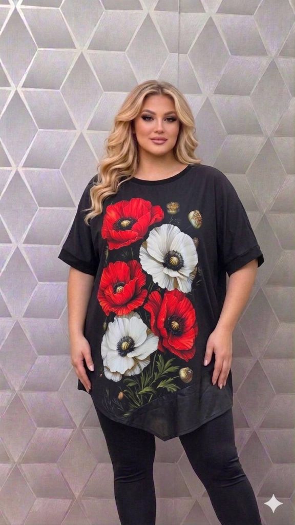 Bluze asimetrice cu maneca scurta pe croi larg Jennifer
