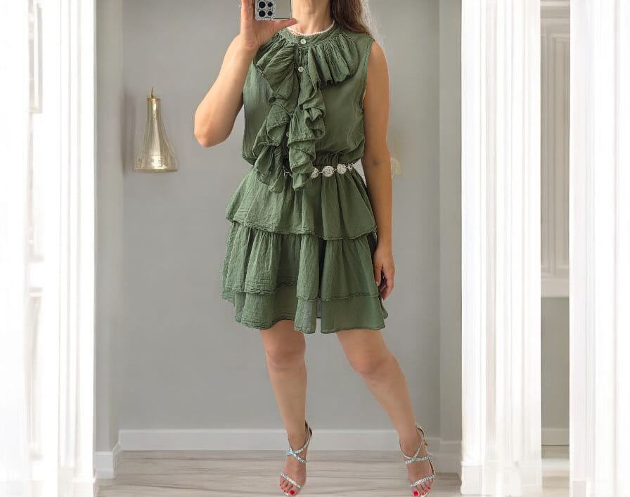 Rochie de bumbac cu volane Valentina