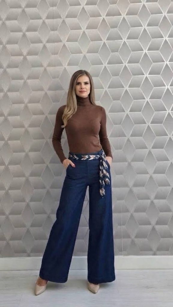 Pantaloni din bumbac tip jeans cu esarfa - serie de 5 buc